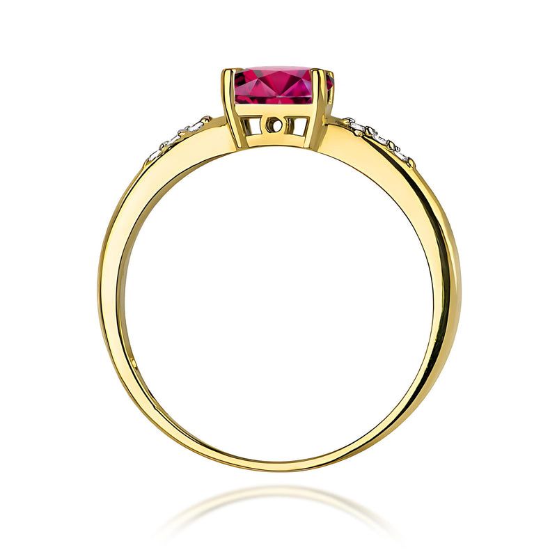 Inel Aur 9K cu Rhodolite 0.50 ct si Diamante Naturale 0.03 ct, imaginea 3 din 8