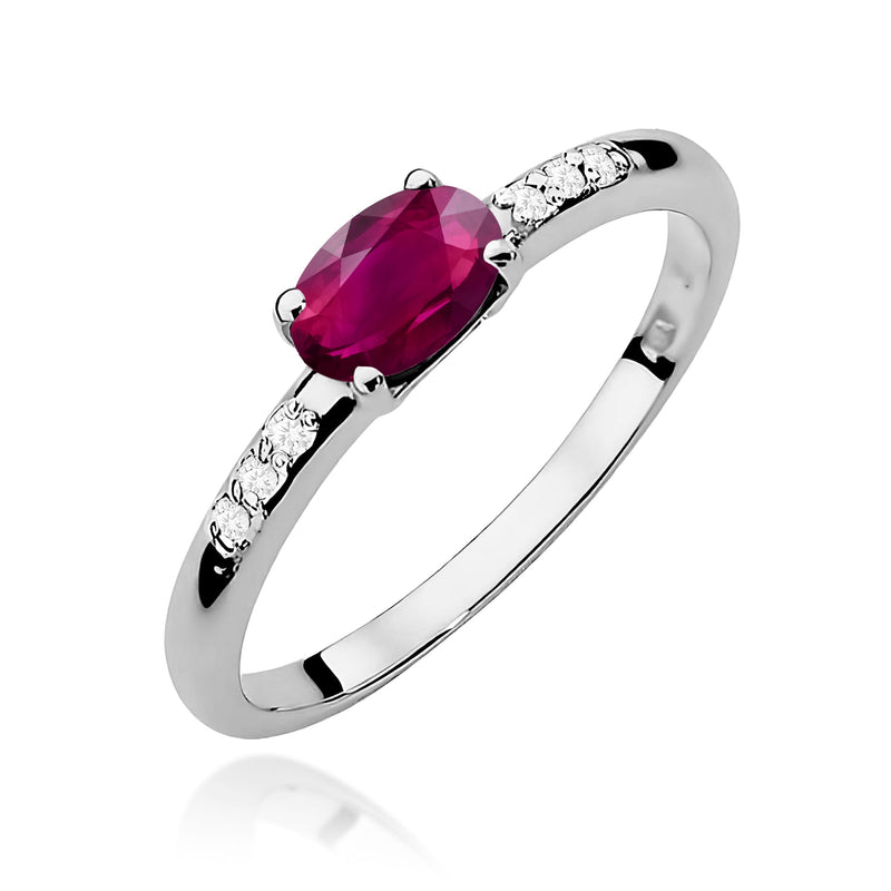 Inel Aur 9K cu Rhodolite 0.50 ct si Diamante Naturale 0.03 ct, imaginea 5 din 8