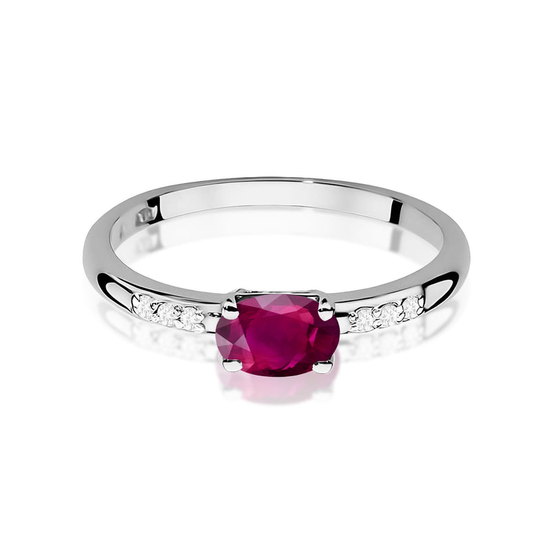 Inel Aur 9K cu Rhodolite 0.50 ct si Diamante Naturale 0.03 ct, imaginea 6 din 8
