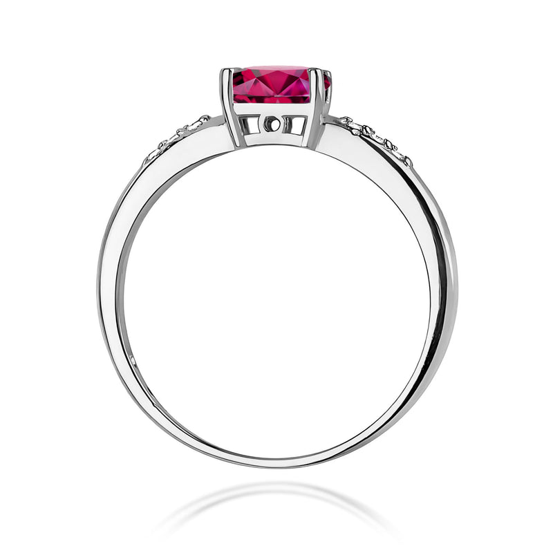 Inel Aur 9K cu Rhodolite 0.50 ct si Diamante Naturale 0.03 ct, imaginea 7 din 8