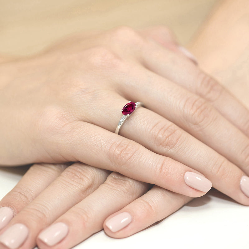 Inel Aur 9K cu Rhodolite 0.50 ct si Diamante Naturale 0.03 ct, imaginea 8 din 8