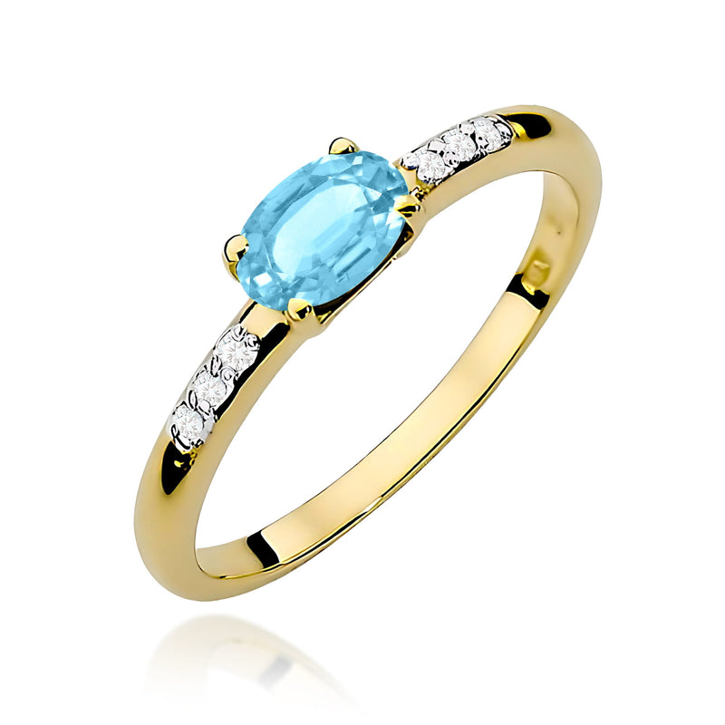 Inel Aur 9K cu Topaz Swiss 0.50 ct si Diamante Naturale 0.03 ct — Aur galben