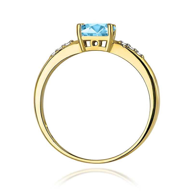 Inel Aur 9K cu Topaz Swiss 0.50 ct si Diamante Naturale 0.03 ct, imaginea 3 din 8