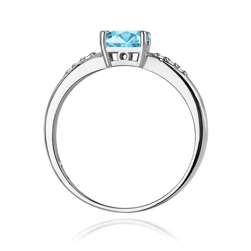 Inel Aur 9K cu Topaz Swiss 0.50 ct si Diamante Naturale 0.03 ct, imaginea 7 din 8