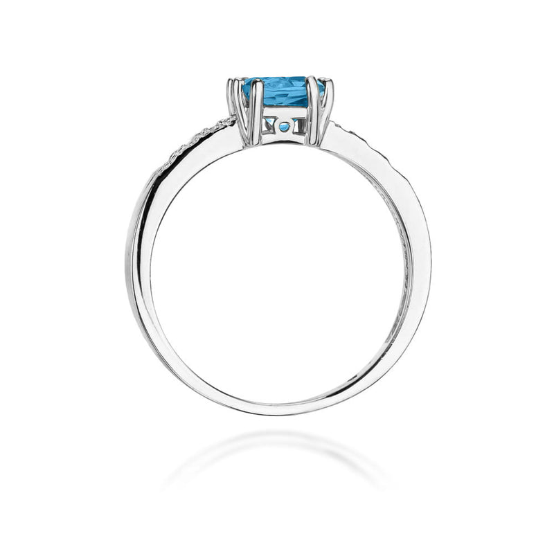 Inel Aur 9K cu Topaz Swiss 1.10 ct si Diamante Naturale 0.06 ct, imaginea 7 din 8
