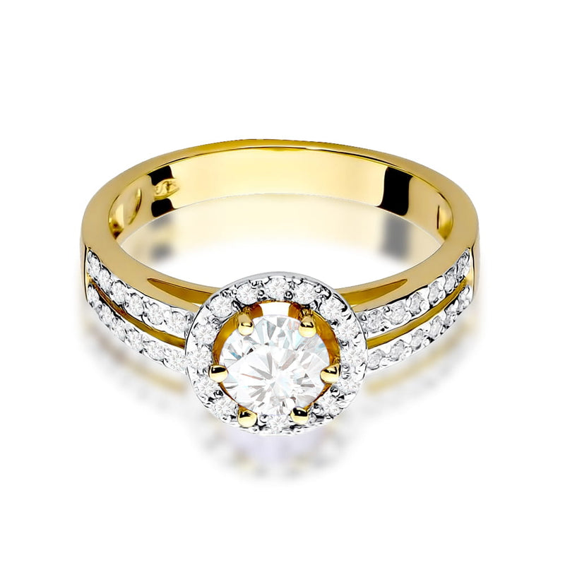 Inel Aur 9K cu Safir Alb 0.60 ct si Diamante Naturale 0.20 ct, imaginea 2 din 8