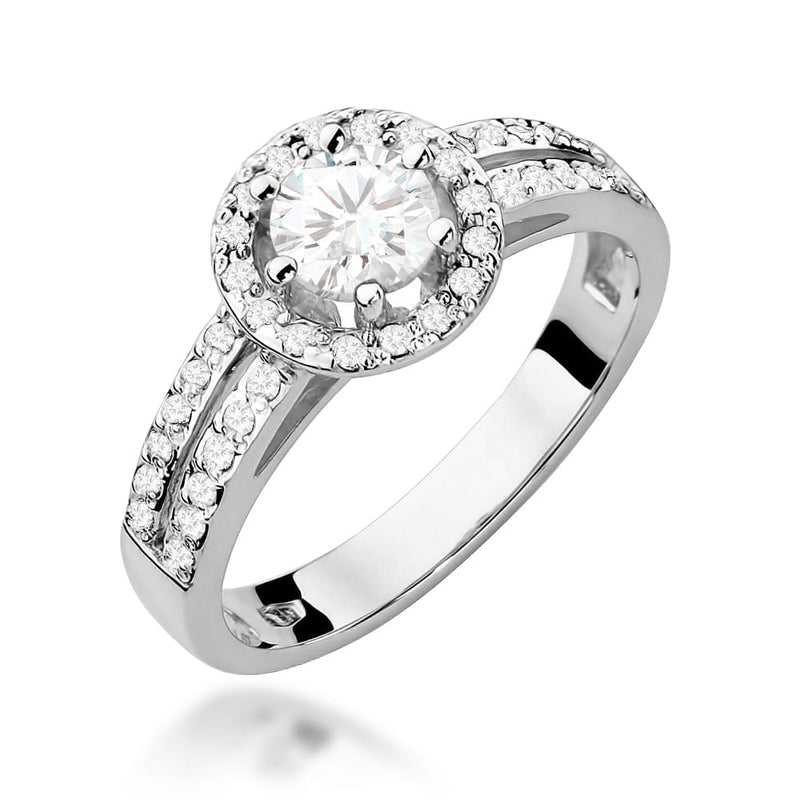 Inel Aur 9K cu Safir Alb 0.60 ct si Diamante Naturale 0.20 ct, imaginea 5 din 8