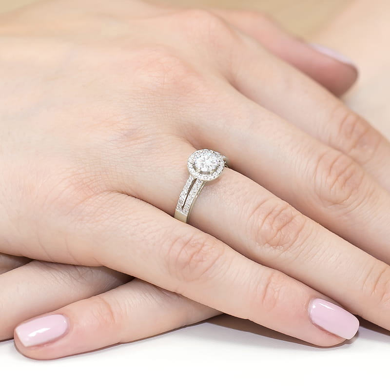 Inel Aur 9K cu Safir Alb 0.60 ct si Diamante Naturale 0.20 ct, imaginea 8 din 8