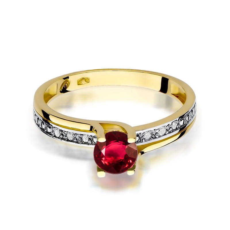 Inel Aur 9K cu Rubin 0.60 ct si Diamante Naturale 0.03 ct, imaginea 2 din 8