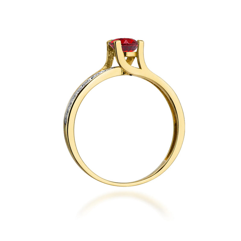 Inel Aur 9K cu Rubin 0.60 ct si Diamante Naturale 0.03 ct, imaginea 3 din 8