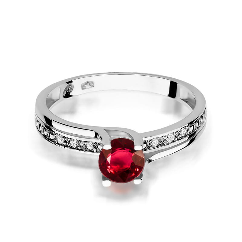 Inel Aur 9K cu Rubin 0.60 ct si Diamante Naturale 0.03 ct, imaginea 6 din 8