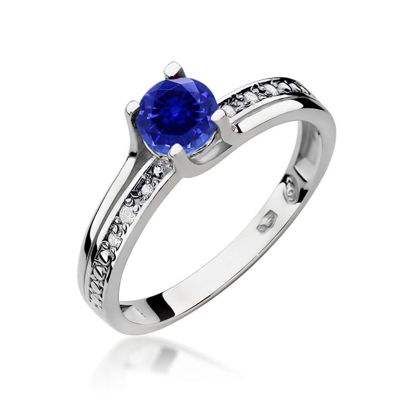 Inel Aur 9K cu Safir 0.50 ct si Diamante Naturale 0.03 ct, imaginea 5 din 8