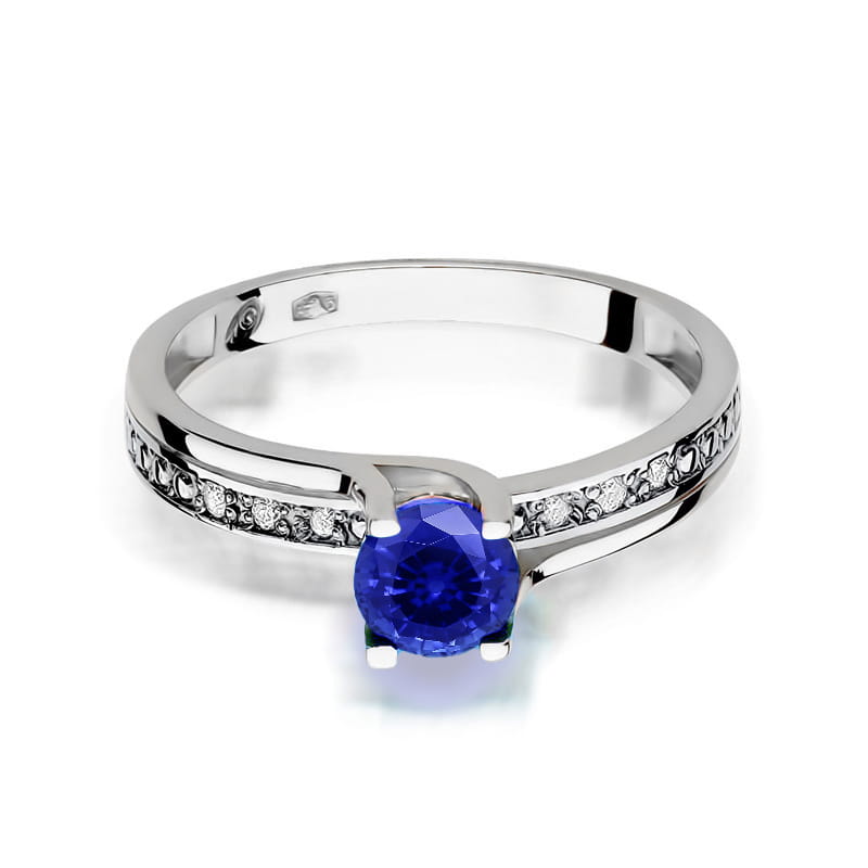 Inel Aur 9K cu Safir 0.50 ct si Diamante Naturale 0.03 ct, imaginea 6 din 8