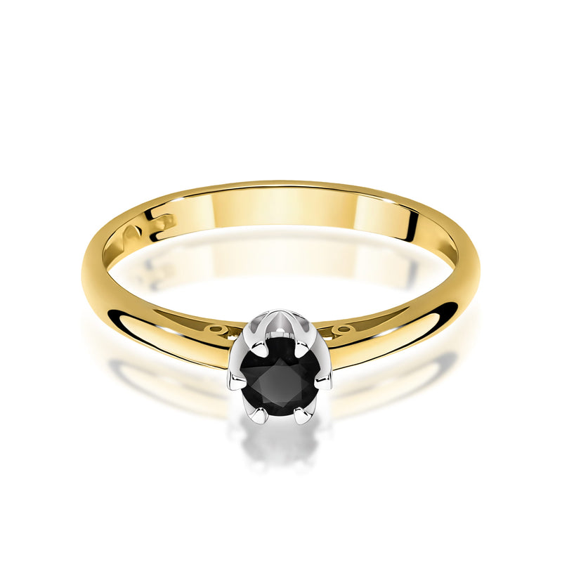 Inel Aur 9K cu Diamant Natural Negru 0.20 ct, imaginea 2 din 8
