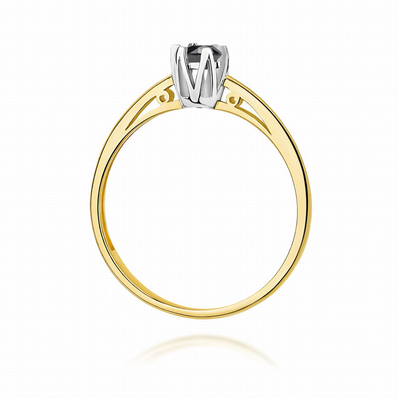 Inel Aur 9K cu Diamant Natural Negru 0.20 ct, imaginea 3 din 8