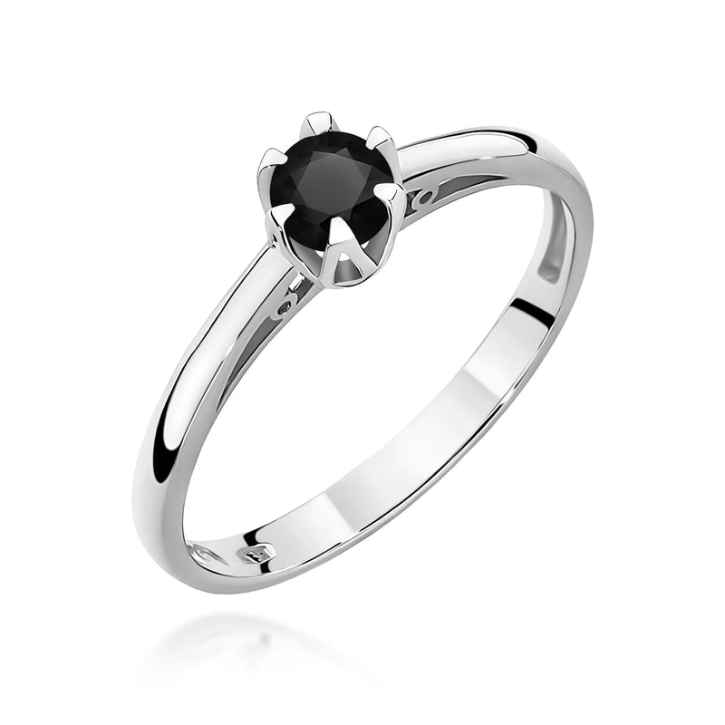 Inel Aur 9K cu Diamant Natural Negru 0.20 ct, imaginea 5 din 8