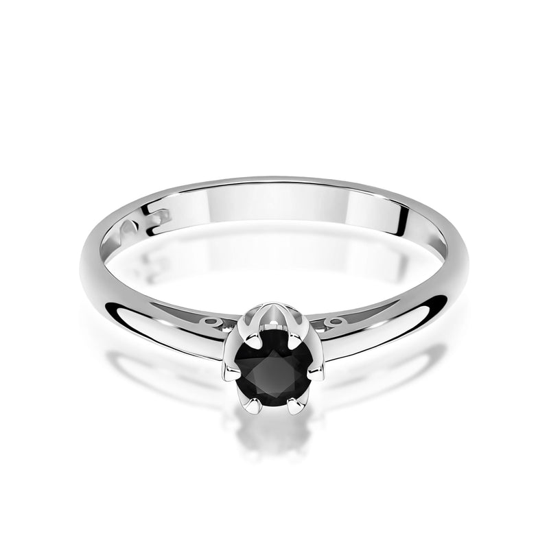 Inel Aur 9K cu Diamant Natural Negru 0.20 ct, imaginea 6 din 8