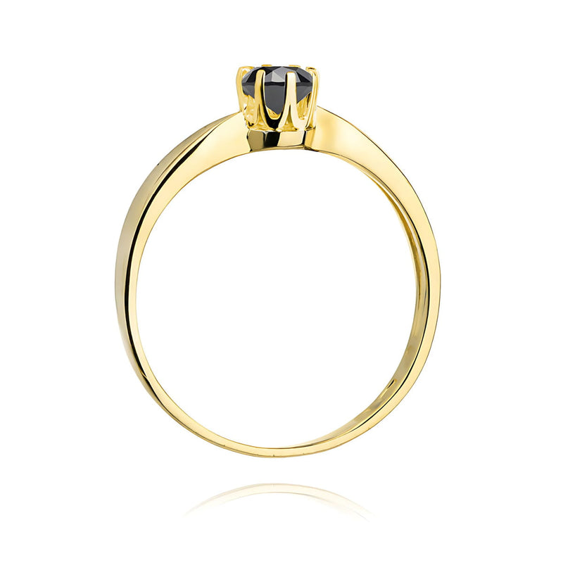 Inel Aur 9K cu Diamant Natural Negru 0.30 ct, imaginea 3 din 8