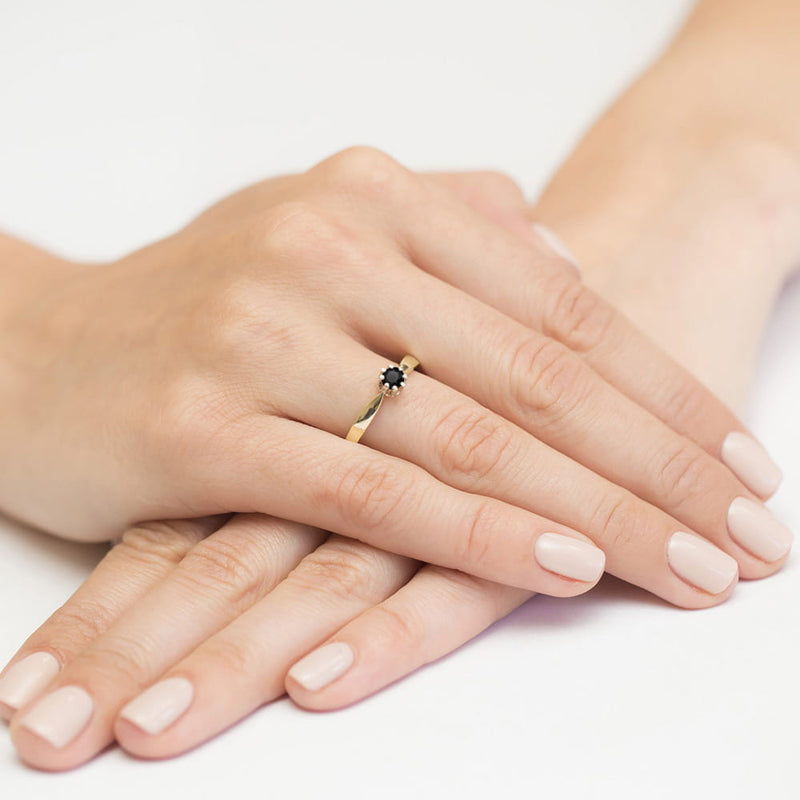 Inel Aur 9K cu Diamant Natural Negru 0.30 ct, imaginea 4 din 8