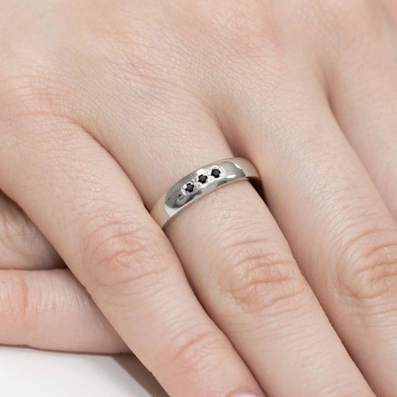 Inel Aur 9K cu Diamante Naturale Negre 0.04 ct, imaginea 8 din 8