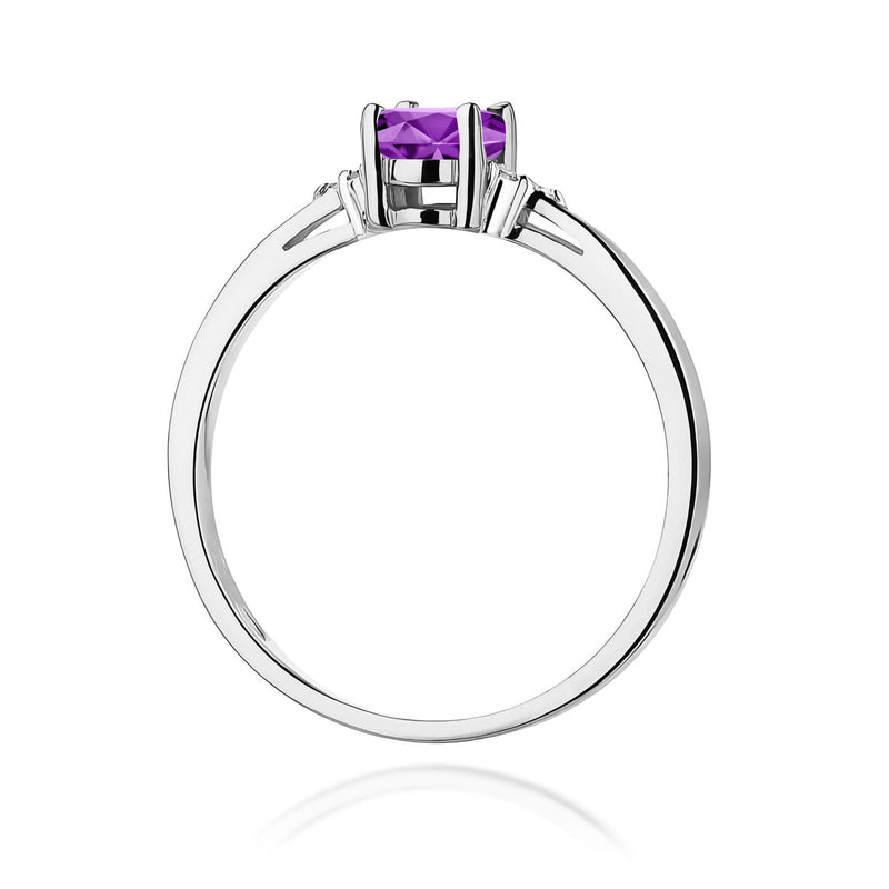 Inel Aur 9K cu Ametist 0.40 ct si Diamante Naturale 0.05 ct, imaginea 7 din 8