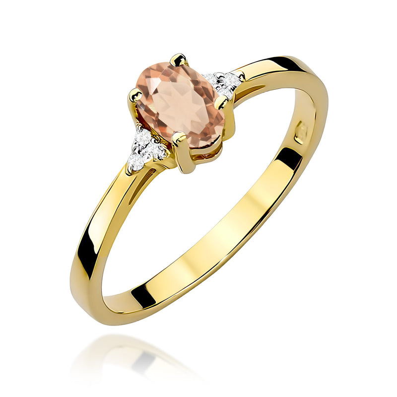 Inel Aur 9K cu Morganit 0.40 ct si Diamante Naturale 0.05 ct — Aur galben