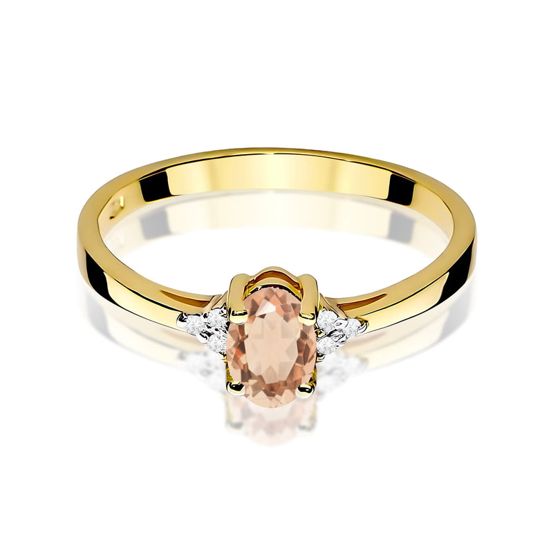 Inel Aur 9K cu Morganit 0.40 ct si Diamante Naturale 0.05 ct, imaginea 2 din 8