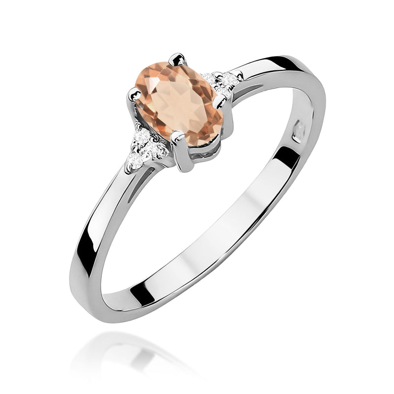 Inel Aur 9K cu Morganit 0.40 ct si Diamante Naturale 0.05 ct, imaginea 5 din 8