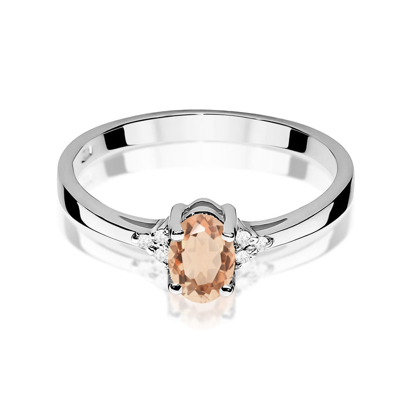 Inel Aur 9K cu Morganit 0.40 ct si Diamante Naturale 0.05 ct, imaginea 6 din 8