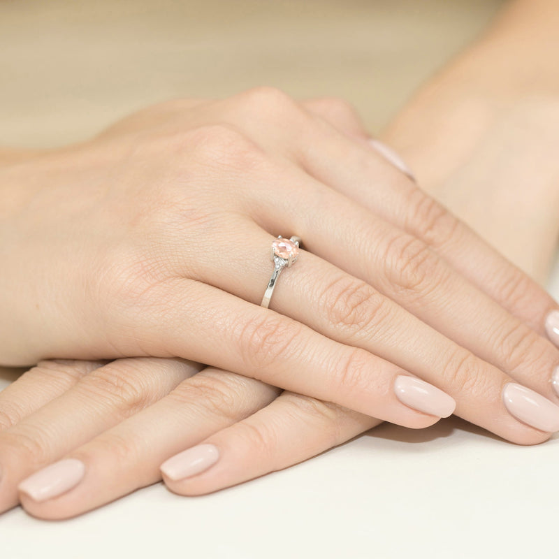 Inel Aur 9K cu Morganit 0.40 ct si Diamante Naturale 0.05 ct, imaginea 8 din 8