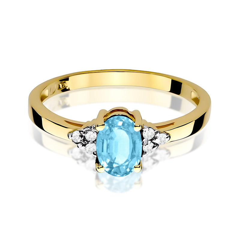 Inel Aur 9K cu Topaz Swiss 0.90 ct si Diamante Naturale 0.05 ct, imaginea 2 din 8