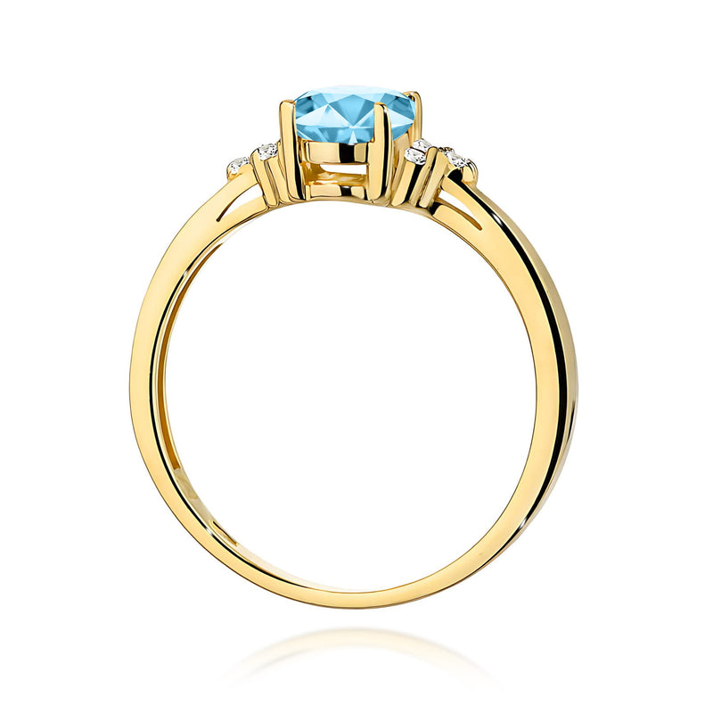 Inel Aur 9K cu Topaz Swiss 0.90 ct si Diamante Naturale 0.05 ct, imaginea 3 din 8