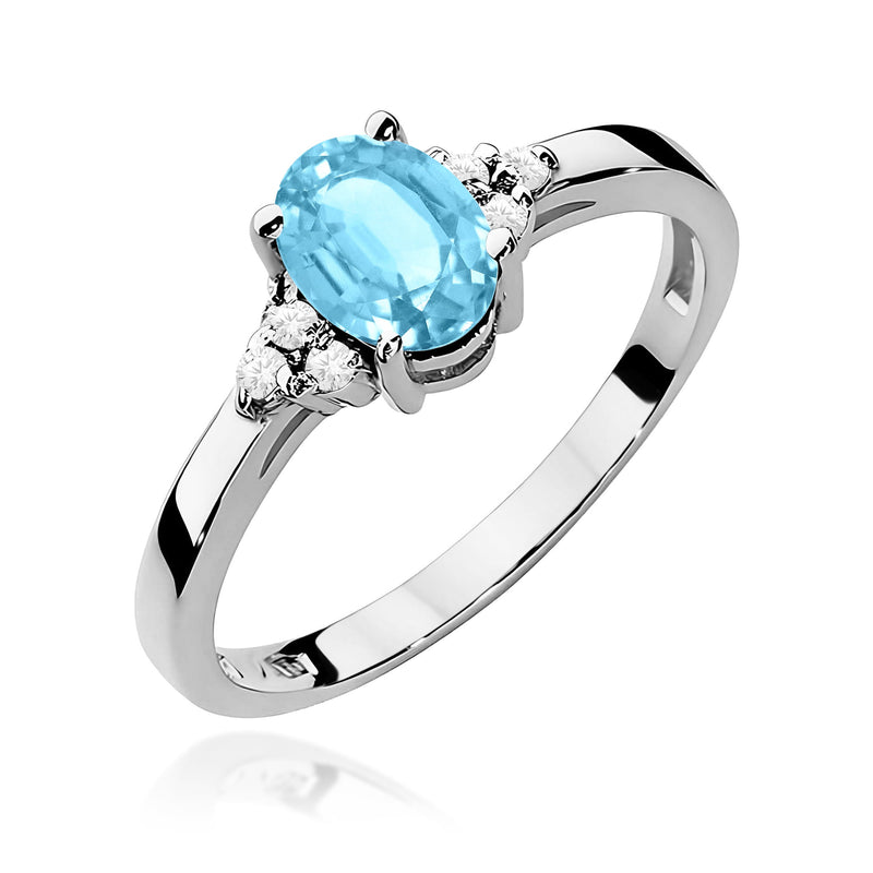 Inel Aur 9K cu Topaz Swiss 0.90 ct si Diamante Naturale 0.05 ct, imaginea 5 din 8