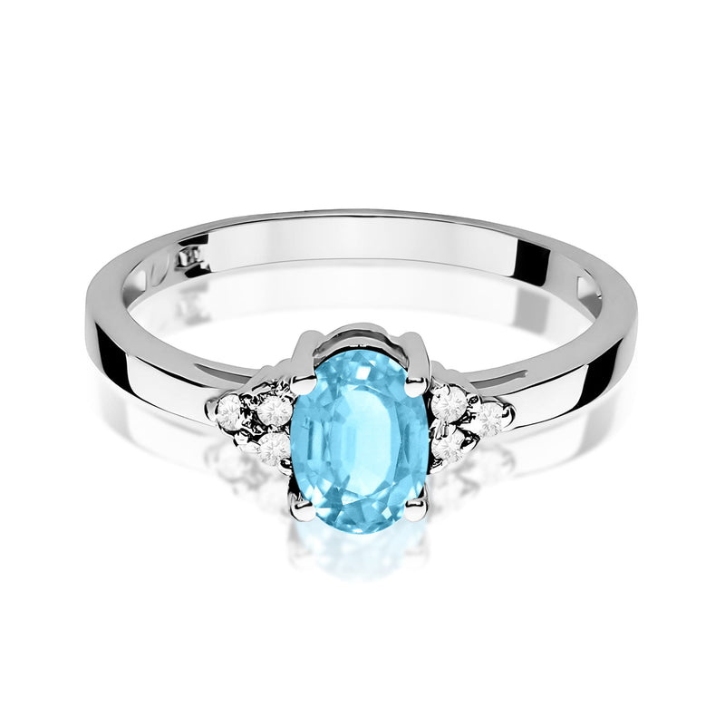 Inel Aur 9K cu Topaz Swiss 0.90 ct si Diamante Naturale 0.05 ct, imaginea 6 din 8