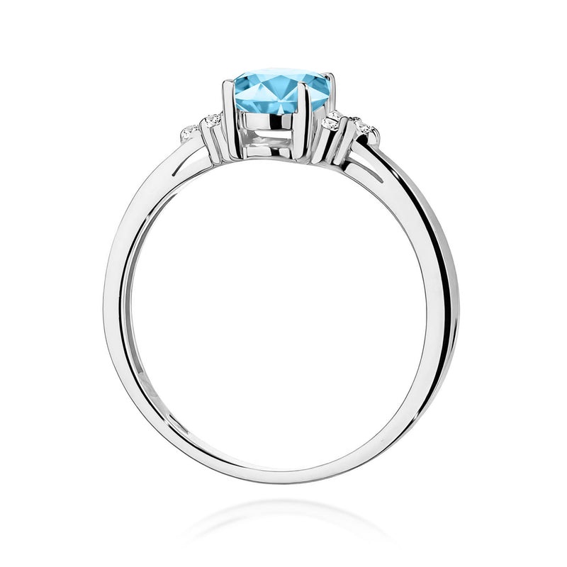 Inel Aur 9K cu Topaz Swiss 0.90 ct si Diamante Naturale 0.05 ct, imaginea 7 din 8