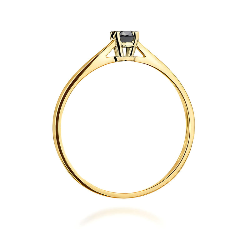 Inel Aur 9K cu Diamant Natural Negru 0.20 ct, imaginea 3 din 8