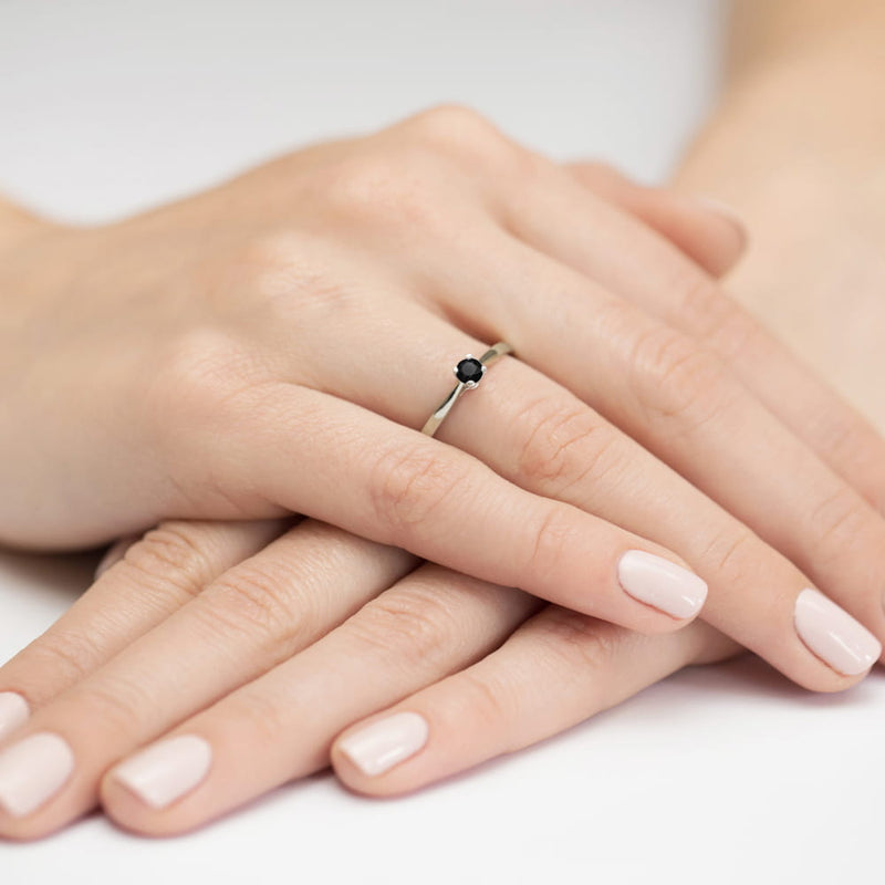 Inel Aur 9K cu Diamant Natural Negru 0.20 ct, imaginea 8 din 8