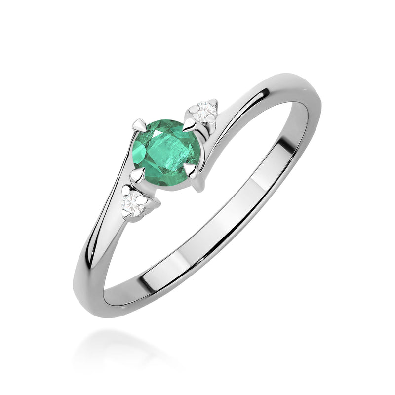 Inel Aur 9K cu Smarald 0.30 ct si Diamante Naturale 0.03 ct, imaginea 5 din 8