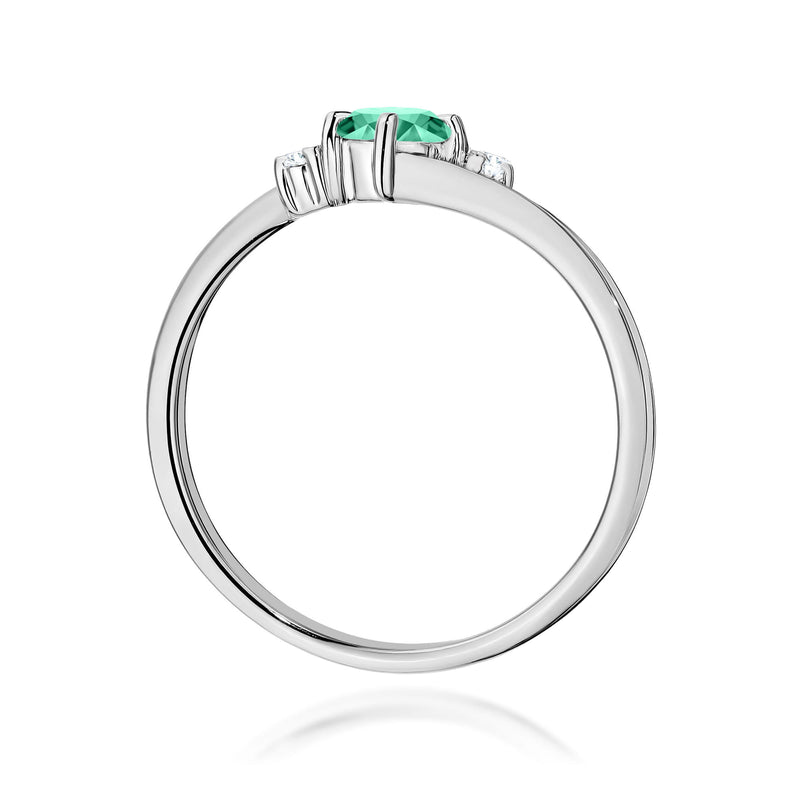 Inel Aur 9K cu Smarald 0.30 ct si Diamante Naturale 0.03 ct, imaginea 7 din 8
