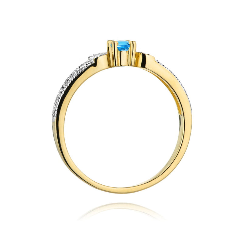 Inel Aur 9K cu Topaz Swiss 0.15 ct si Diamante Naturale 0.03 ct, imaginea 3 din 8