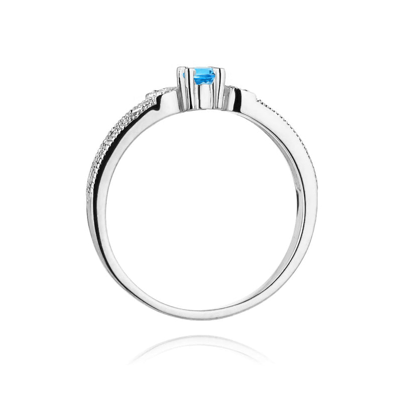 Inel Aur 9K cu Topaz Swiss 0.15 ct si Diamante Naturale 0.03 ct, imaginea 7 din 8