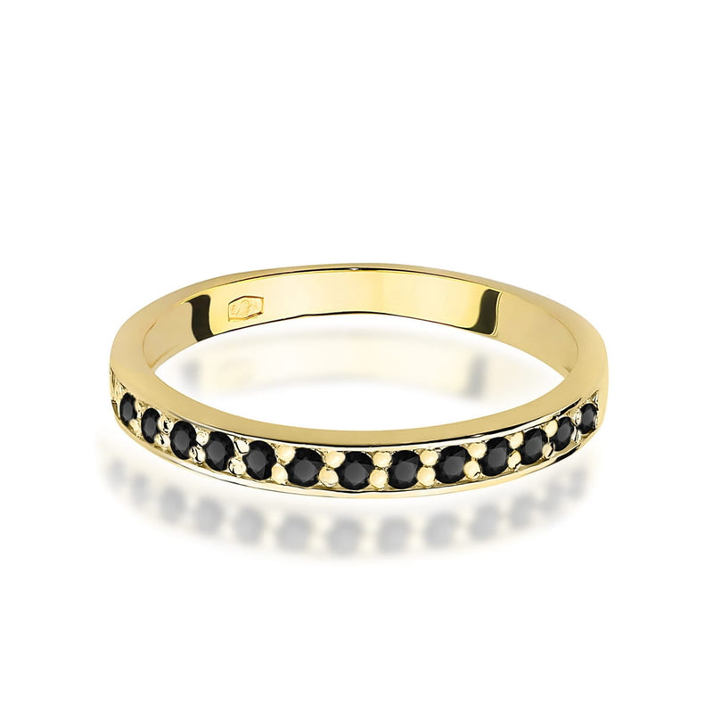 Inel Aur 9K cu Diamante Naturale Negre 0.20 ct, imaginea 2 din 8