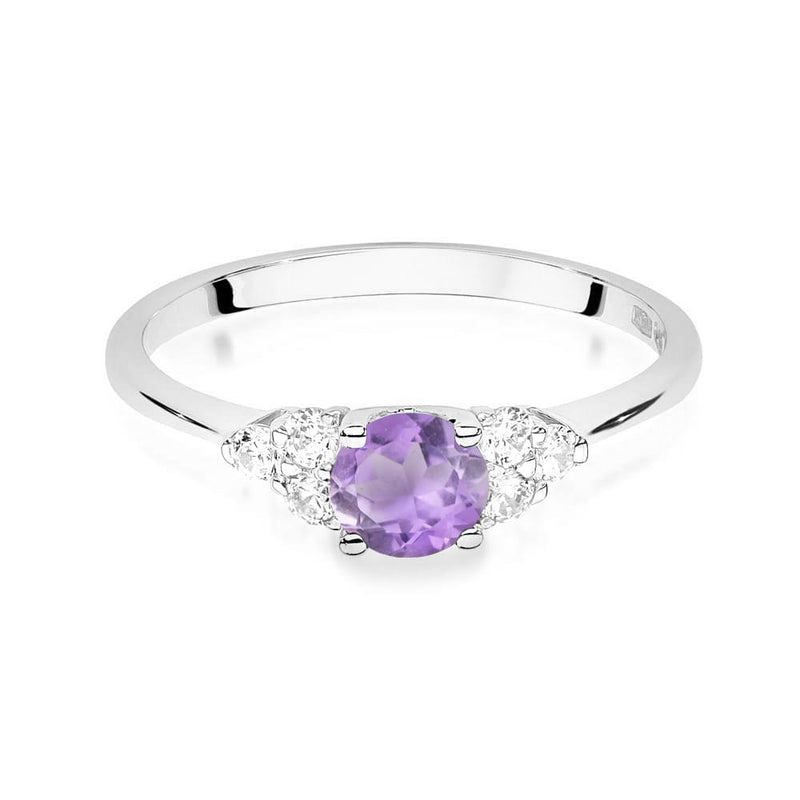 Inel Aur 9K cu Ametist 0.50 ct si Diamante Naturale 0.18 ct, imaginea 6 din 8