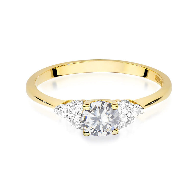 Inel Aur 9K cu Safir Alb 0.60 ct si Diamante Naturale 0.18 ct, imaginea 2 din 8