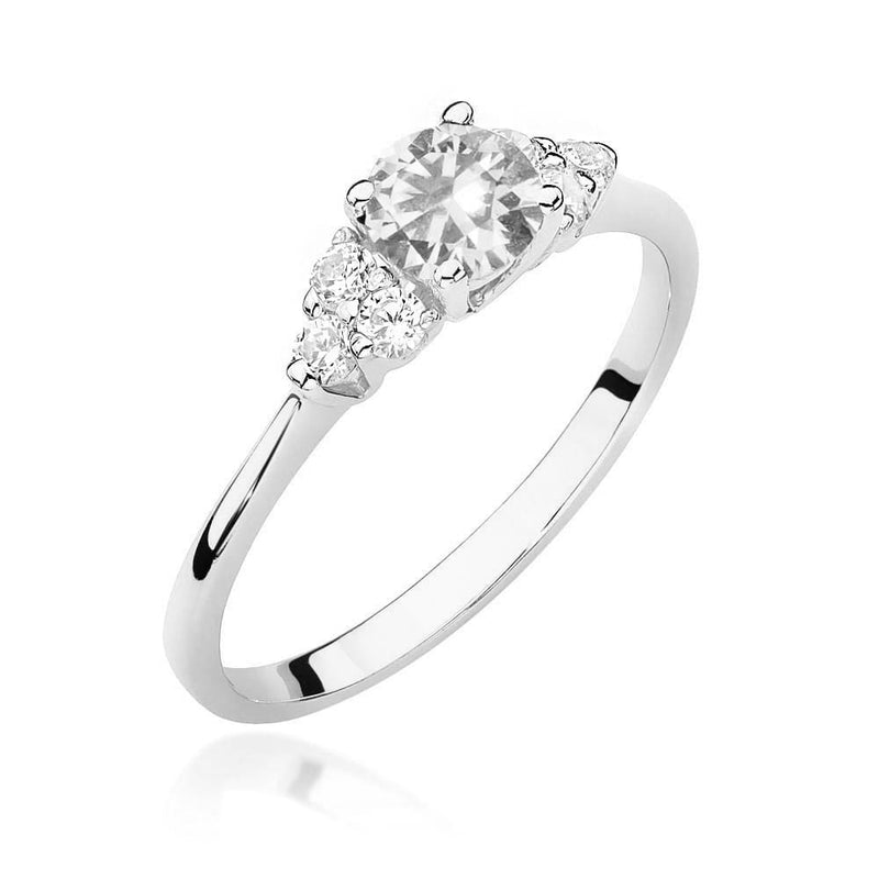Inel Aur 9K cu Safir Alb 0.60 ct si Diamante Naturale 0.18 ct, imaginea 5 din 8