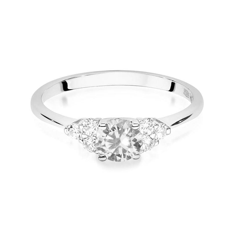 Inel Aur 9K cu Safir Alb 0.60 ct si Diamante Naturale 0.18 ct, imaginea 6 din 8