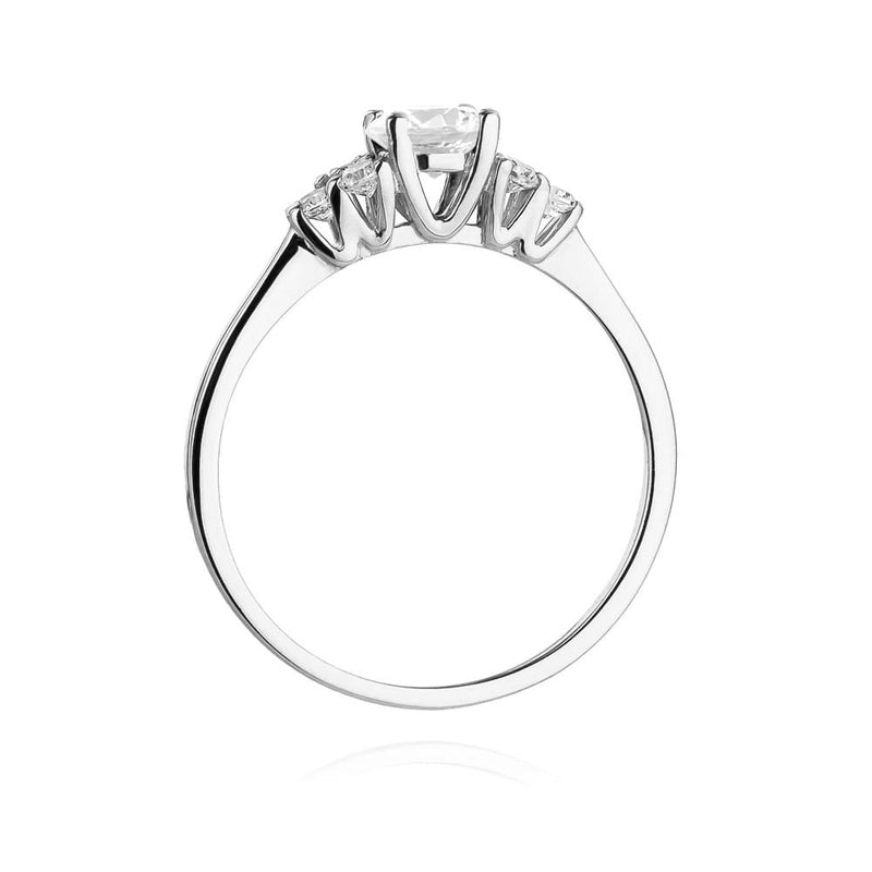 Inel Aur 9K cu Safir Alb 0.60 ct si Diamante Naturale 0.18 ct, imaginea 7 din 8