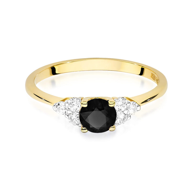 Inel Aur 9K cu Diamante Naturale Albe si Negre 0.68 ct, imaginea 2 din 8