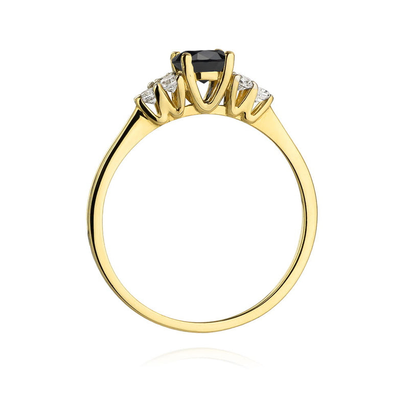 Inel Aur 9K cu Diamante Naturale Albe si Negre 0.68 ct, imaginea 3 din 8
