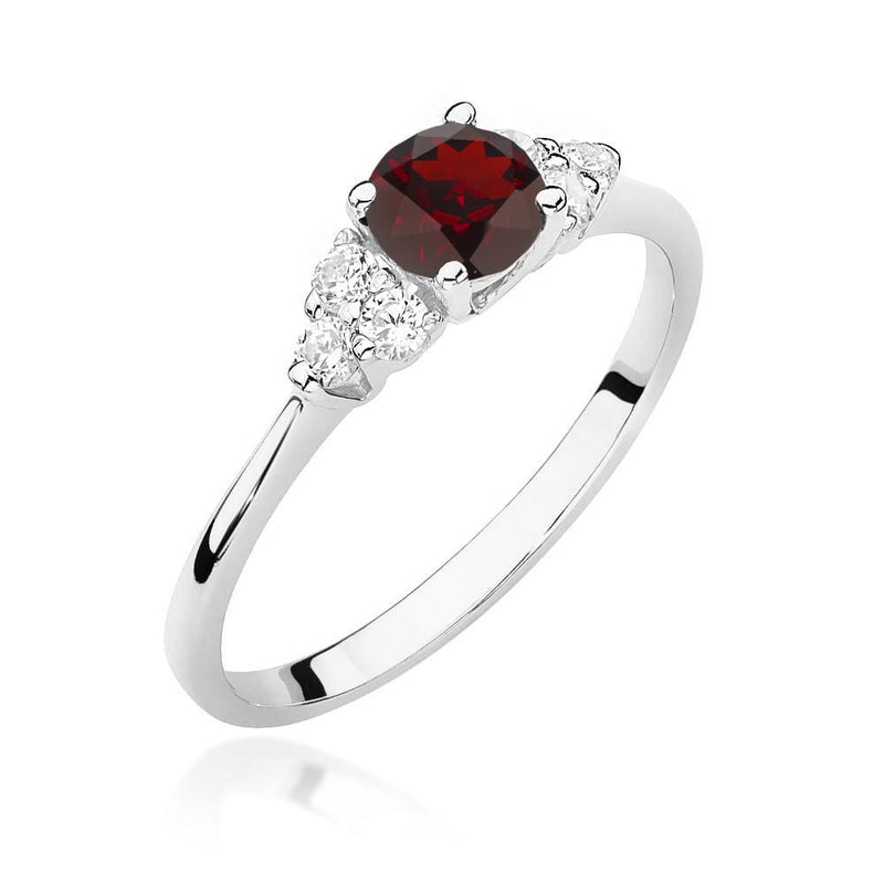 Inel Aur 9K cu Granat 0.60 ct si Diamante Naturale 0.18 ct, imaginea 5 din 8